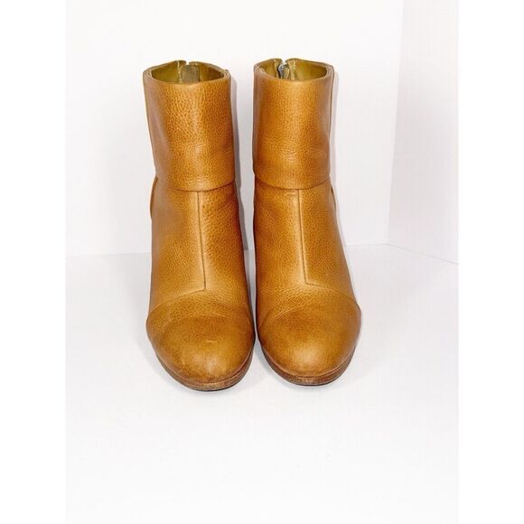 Rag & Bone Newbury Ankle Boots Leather Bootie Block Heel Tan Chunky 37.5/7.5 - Picture 5 of 12